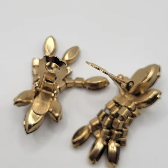 VTG Topaz/Citrine Colored Earrings | Possibly Juliana or Schreiner | Unsigned - Picture 6 of 7